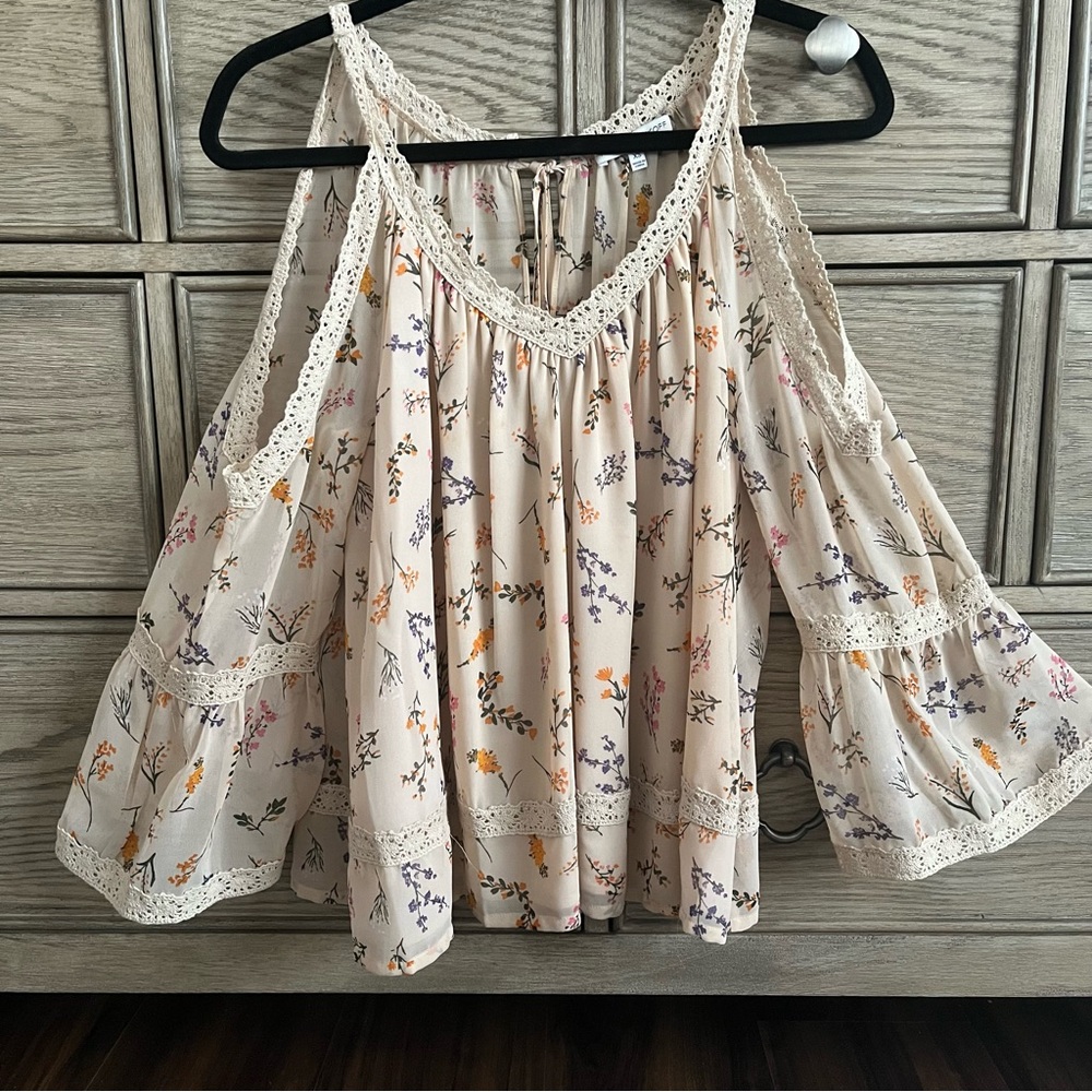 Rebecca Minkoff Blouse Floral Cut Out Lace XS